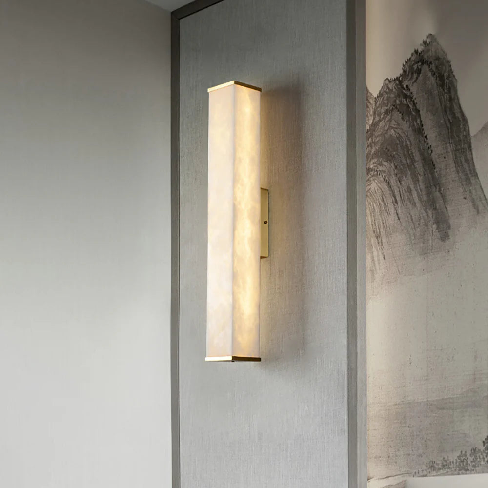 Aplique de pared rectangular de alabastro