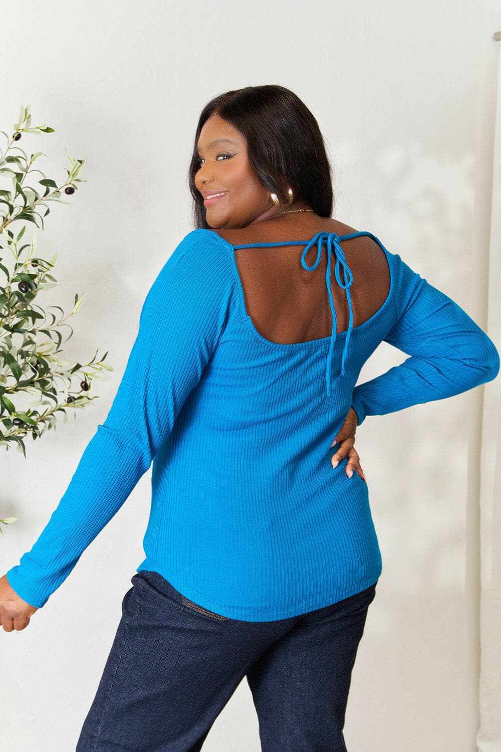 Sweaters Trendsi Culture Code ribbed sweetheart top