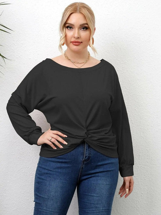 Camiseta Trendsi plus - Camiseta de hombros caídos Curvy twist