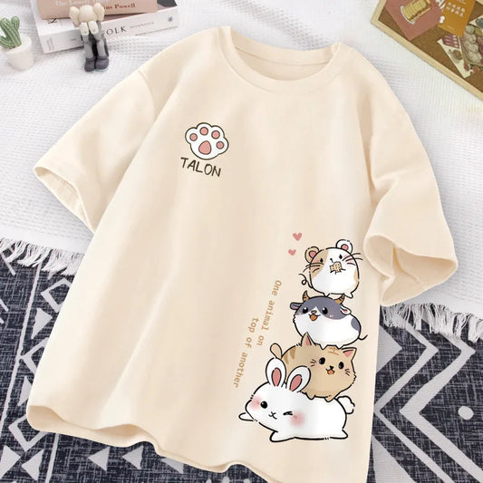 Camiseta de Pila de Animales Tiernos