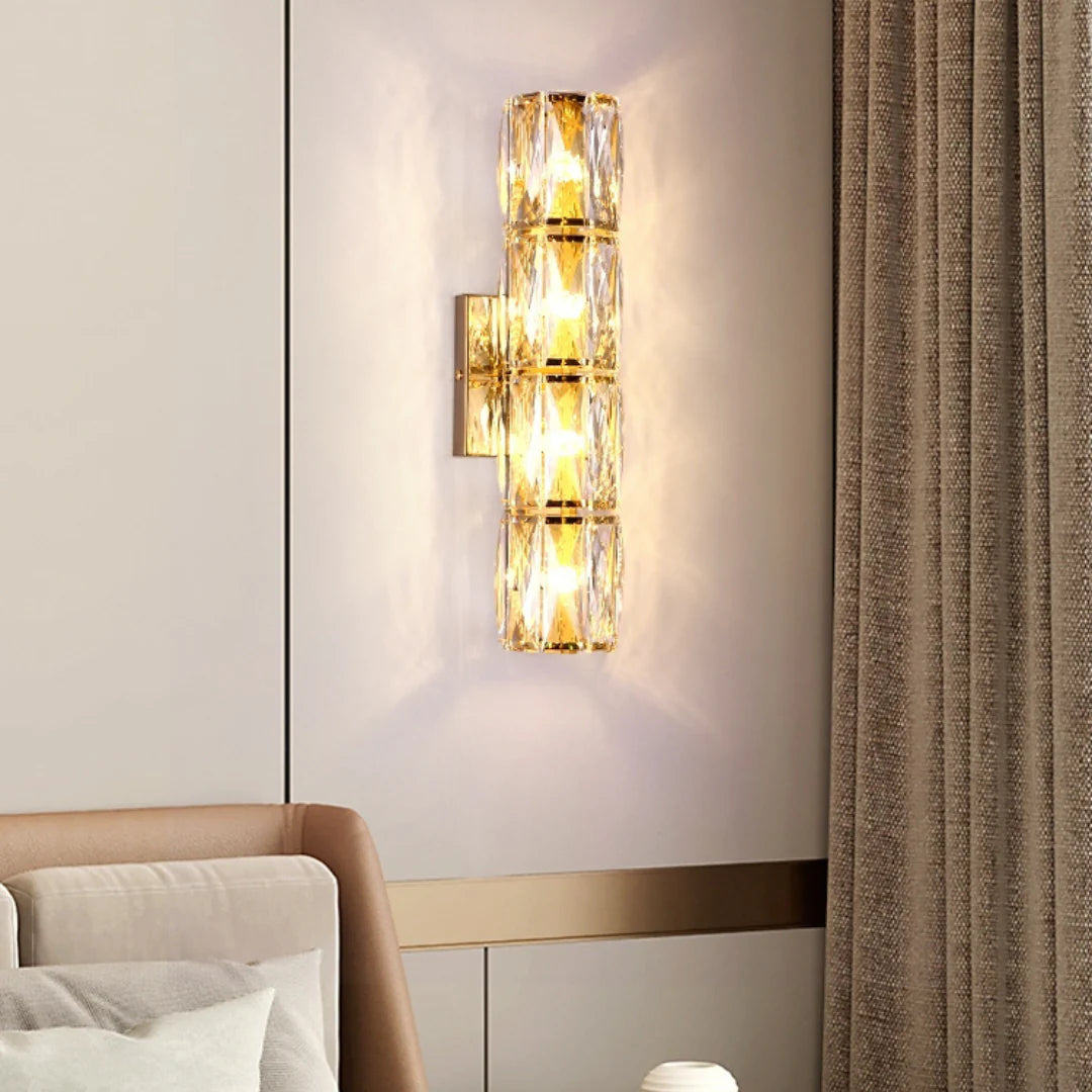 Lámpara de pared cilíndrica de cristal