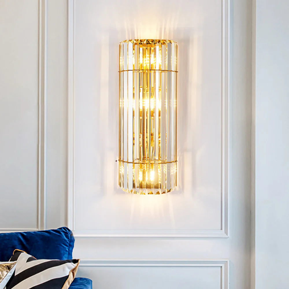 Aplique de pared cilíndrico de cristal