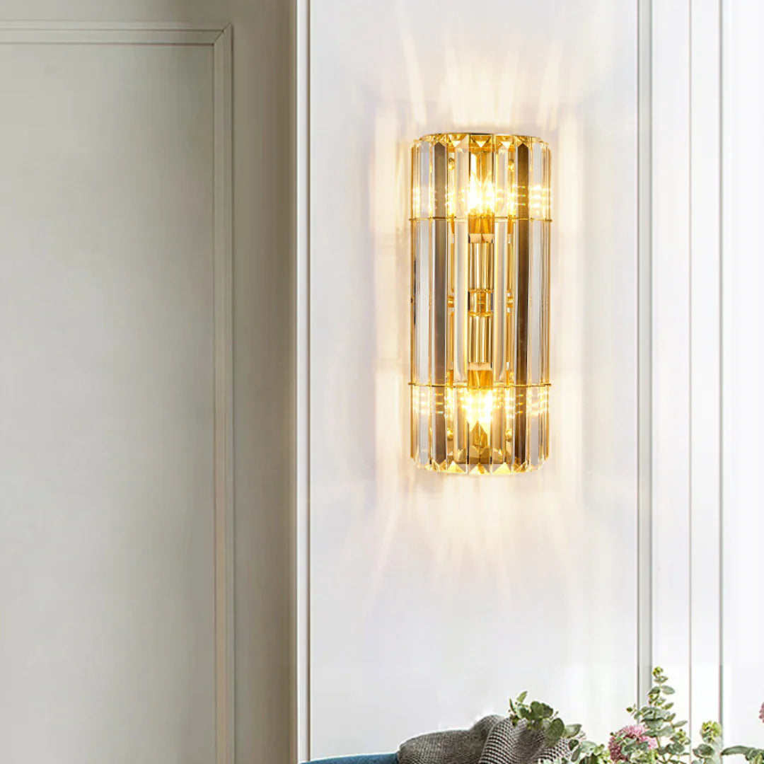 Aplique de pared cilíndrico de cristal