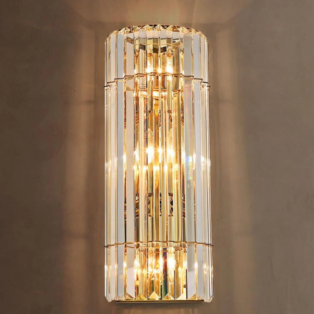 Aplique de pared cilíndrico de cristal