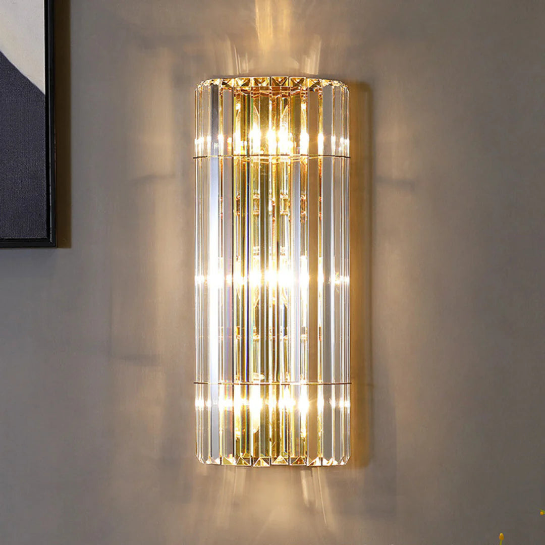 Aplique de pared cilíndrico de cristal