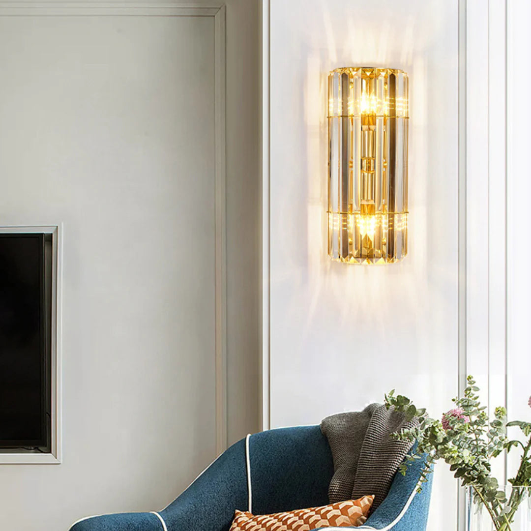 Aplique de pared cilíndrico de cristal