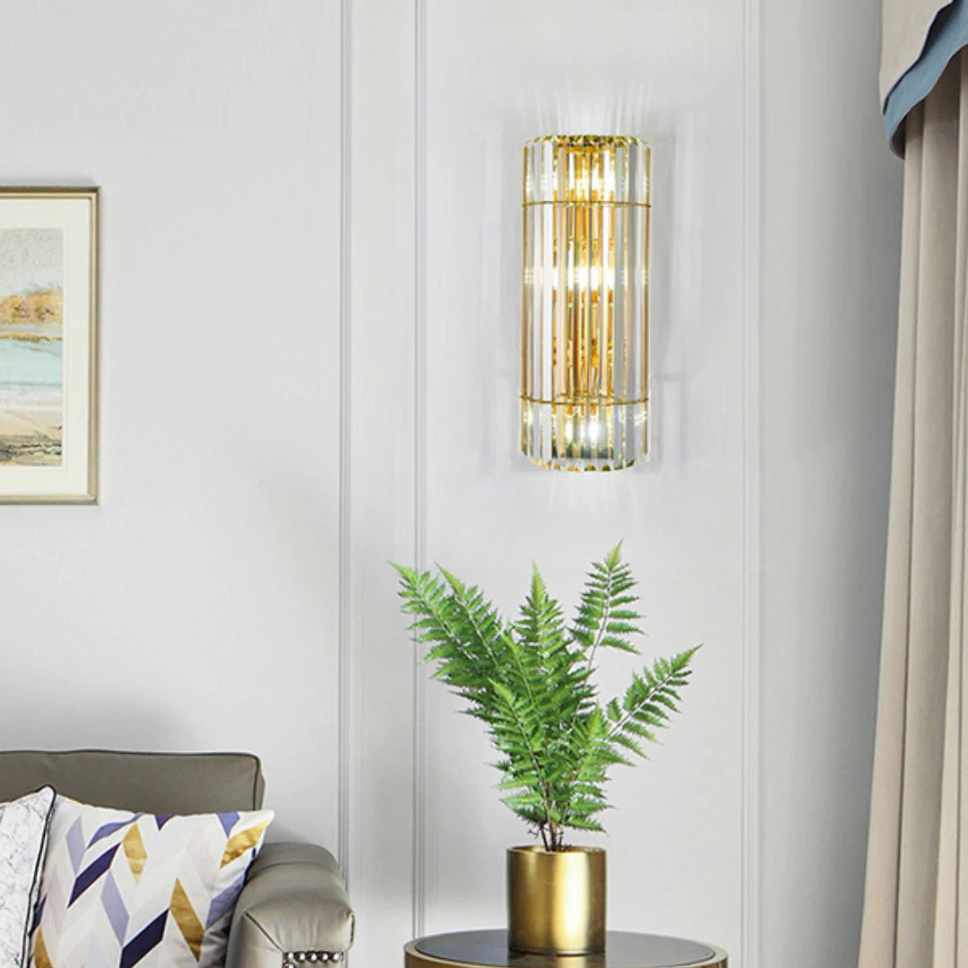 Aplique de pared cilíndrico de cristal