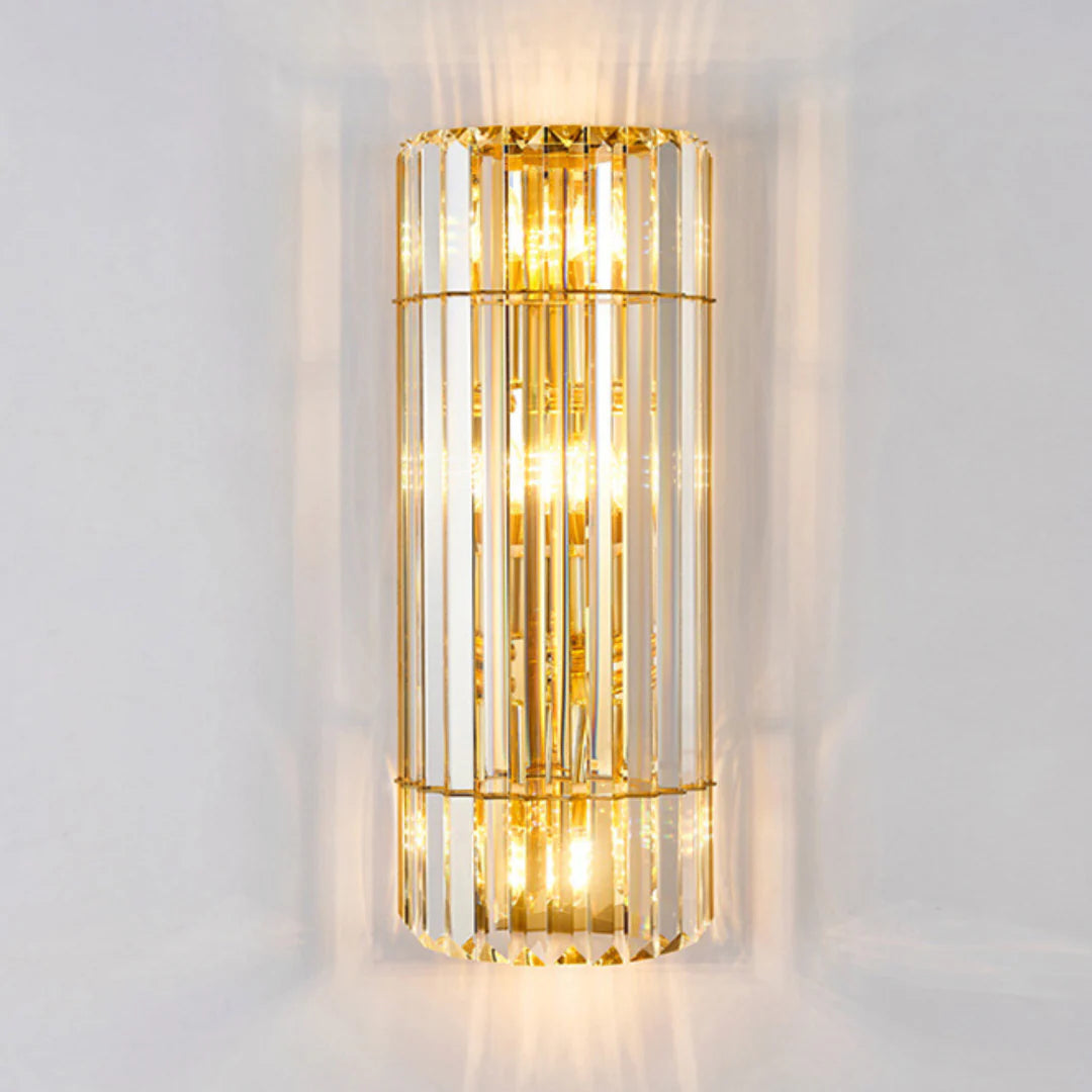 Aplique de pared cilíndrico de cristal