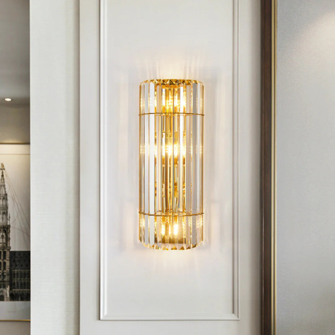 Aplique de pared cilíndrico de cristal