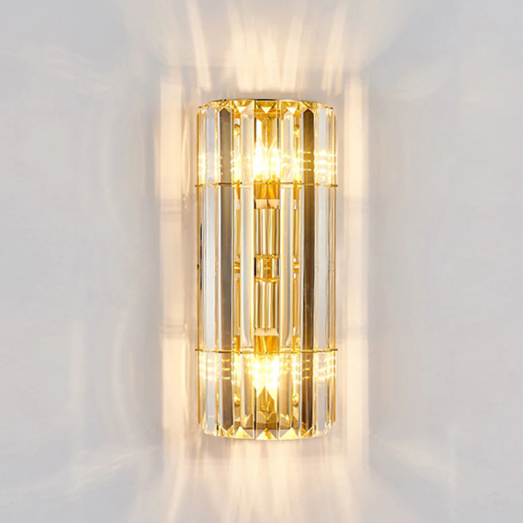 Aplique de pared cilíndrico de cristal