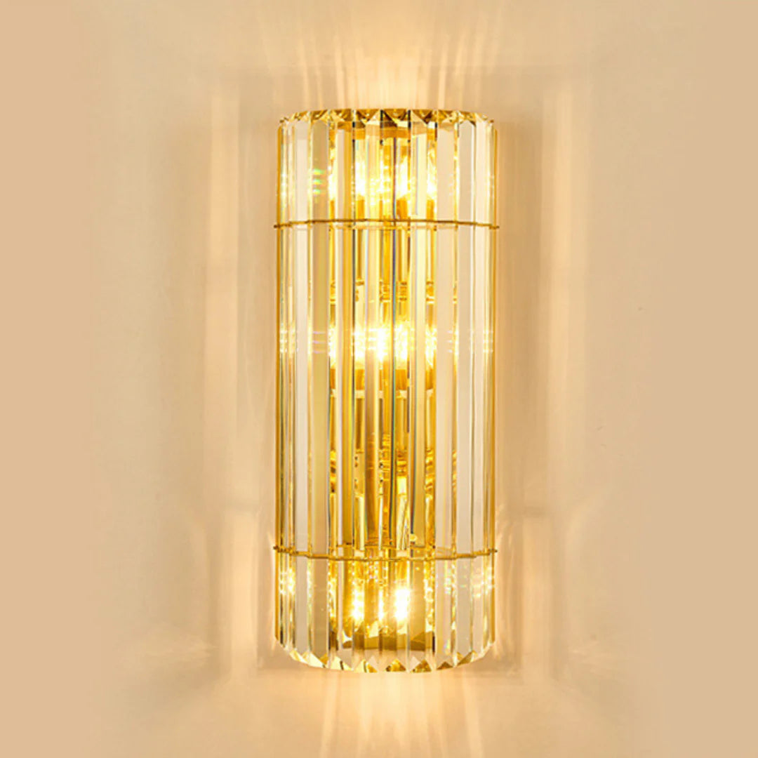 Aplique de pared cilíndrico de cristal