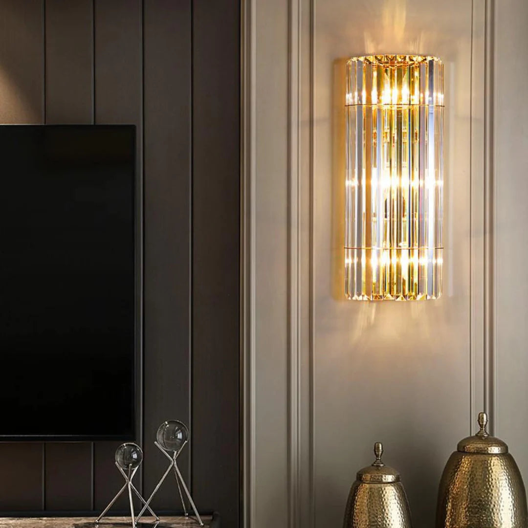 Aplique de pared cilíndrico de cristal