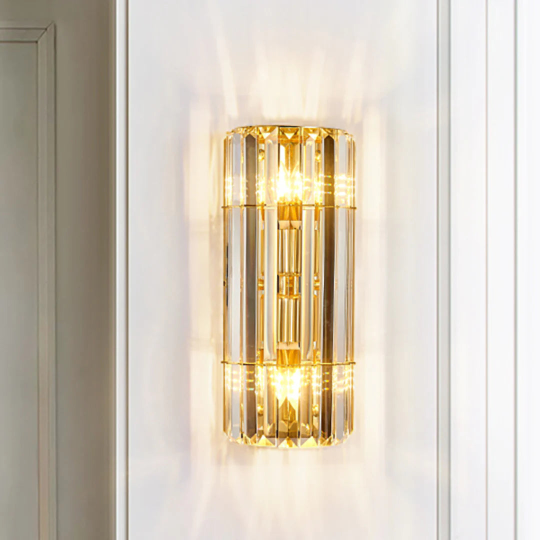 Aplique de pared cilíndrico de cristal