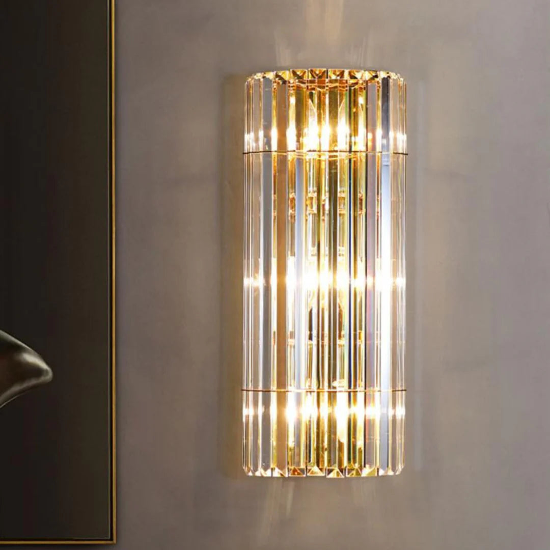 Aplique de pared cilíndrico de cristal