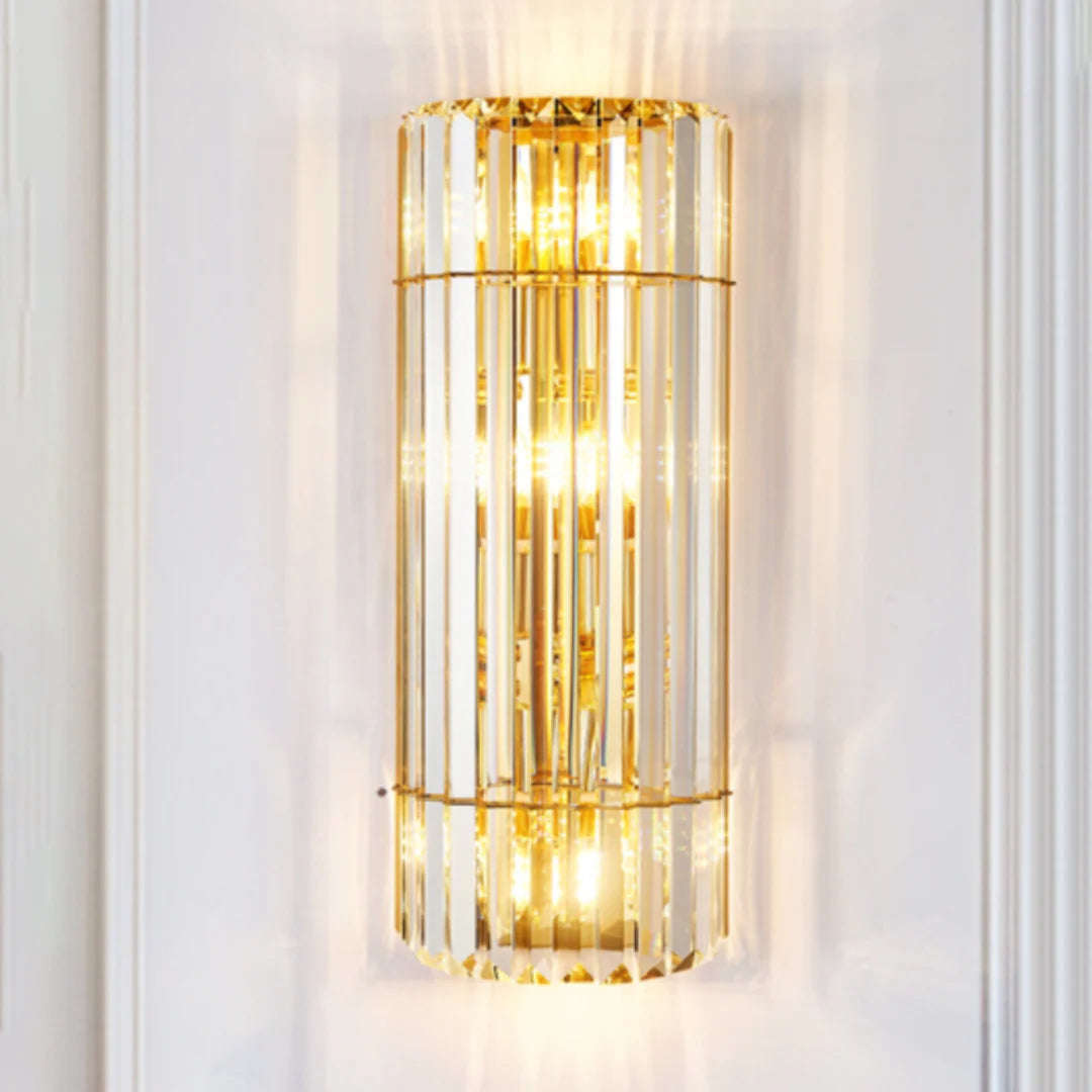 Aplique de pared cilíndrico de cristal