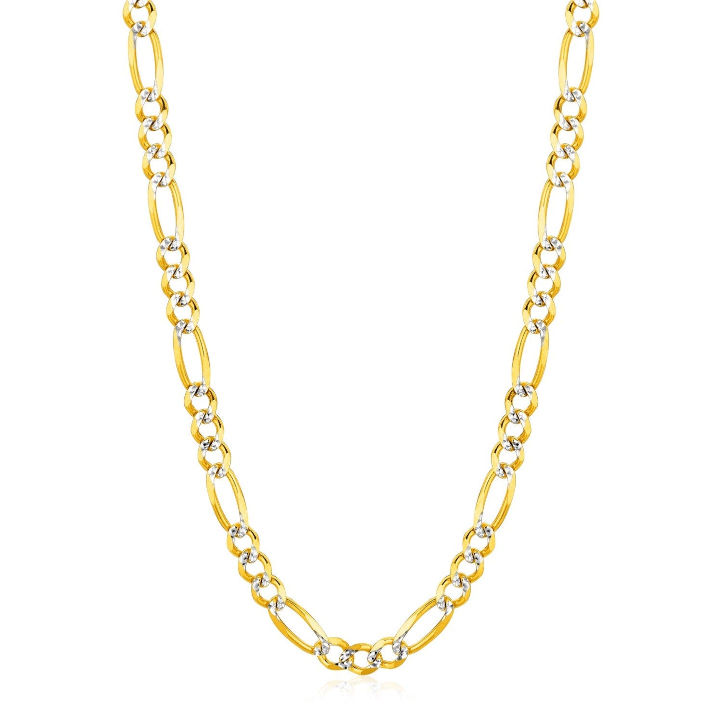 6.0mm 14K Yellow Gold Solid Pave Figaro Chain
