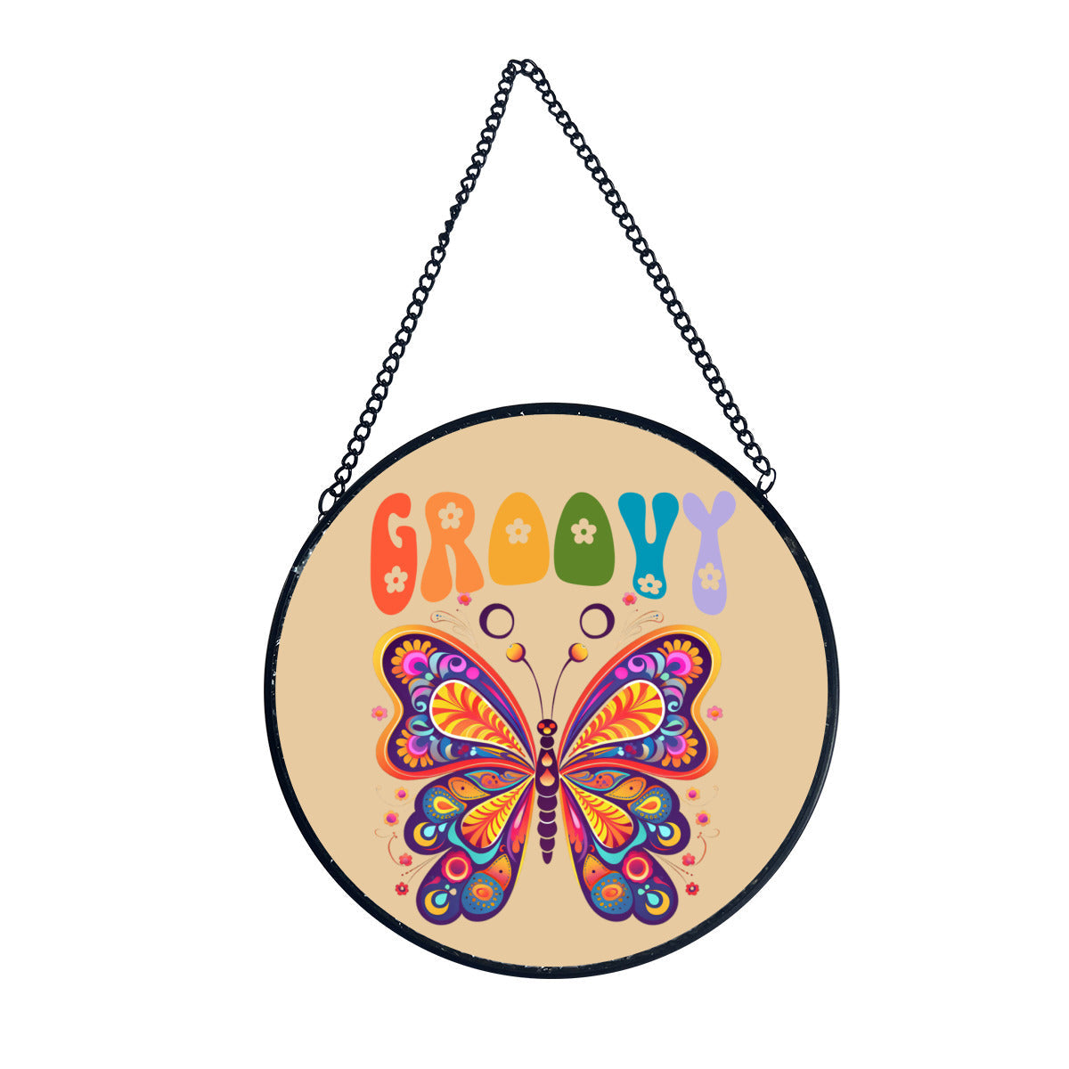 Groovy Retro Butterfly Glass Suncatcher