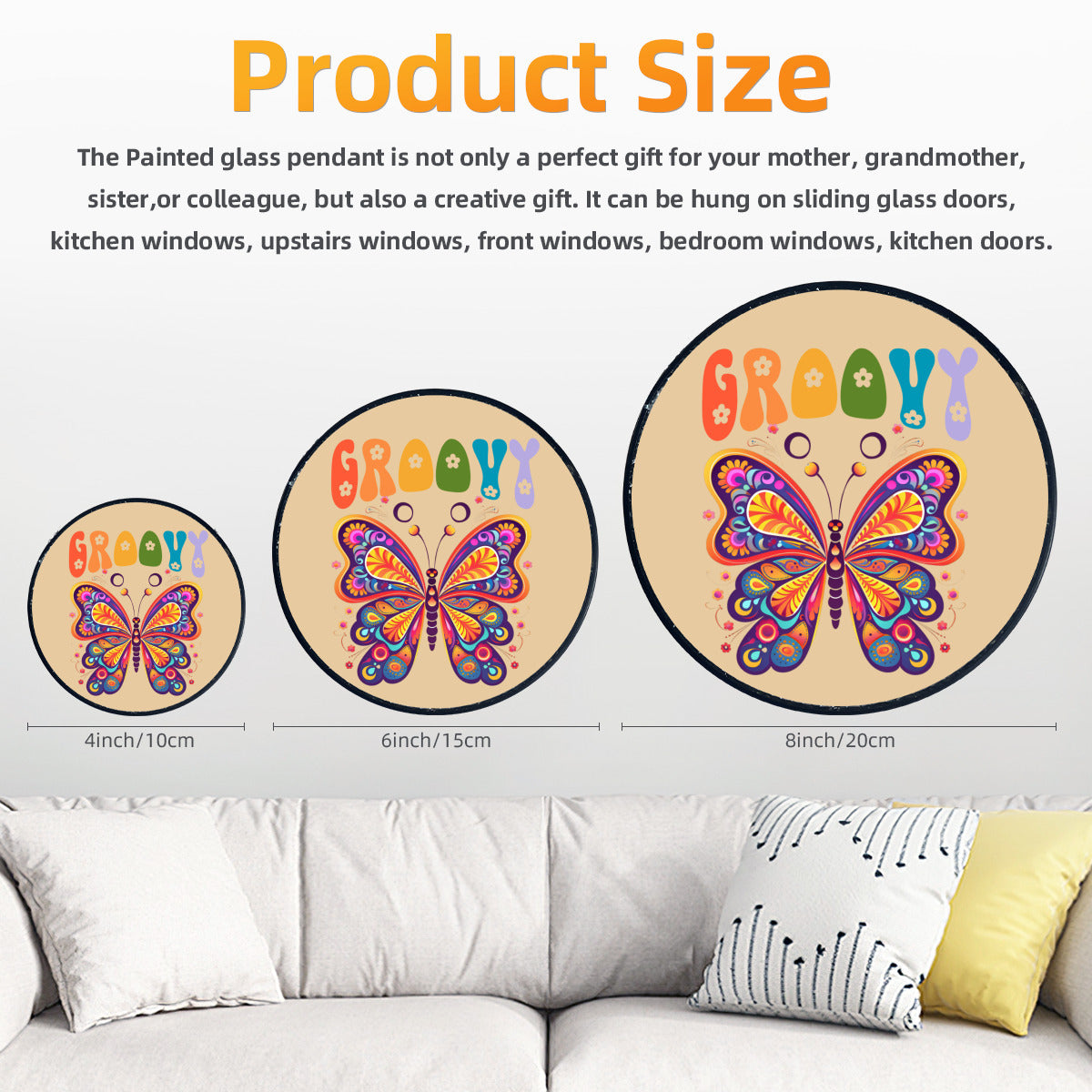 Groovy Retro Butterfly Glass Suncatcher