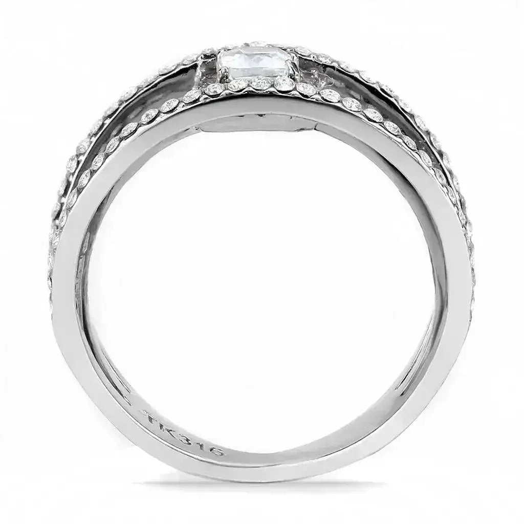 DA257 - High polished (no plating) Stainless Steel Ring with AAA Grade