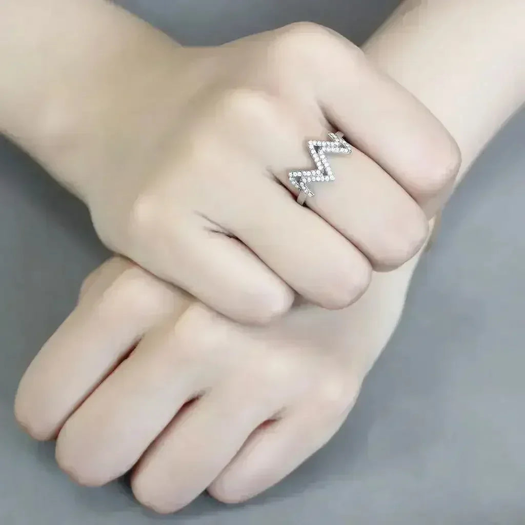 DA339 - No Plating Stainless Steel Ring with AAA Grade CZ  in Clear
