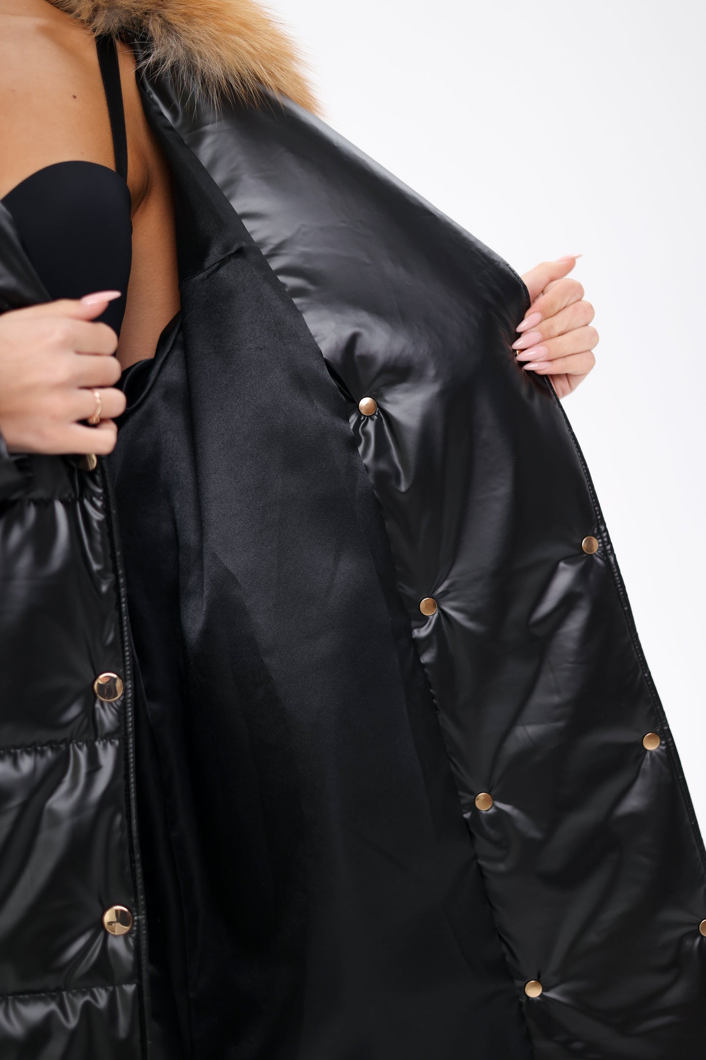 Abrigo de piel de zorro dorado genuino con Freudenberg Comfortemp®