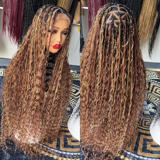 Trenzas Bobo de colores mezclados con caminos triangulares