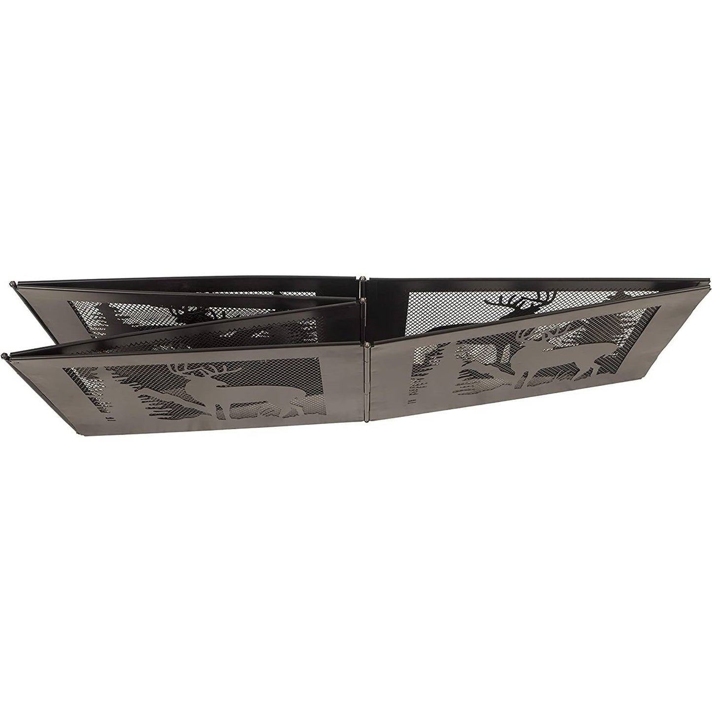 Fogón portátil hexagonal plegable de malla de acero con estampado de venado y estuche de transporte