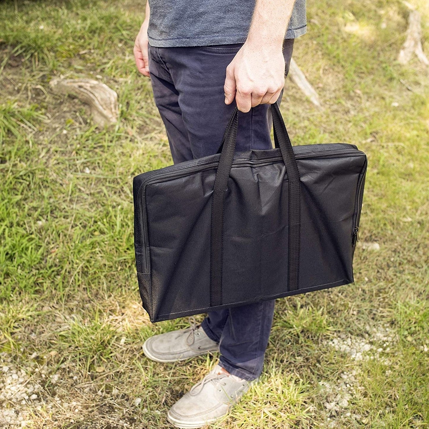 Fogón portátil hexagonal plegable de malla de acero con estampado de venado y estuche de transporte