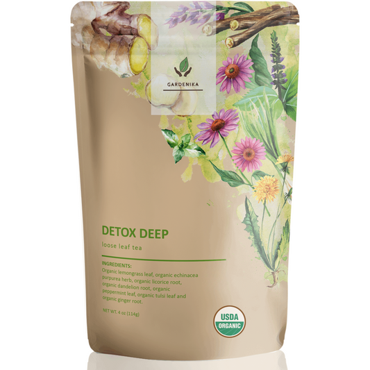 Té desintoxicante, limpieza ayurvédica con diente de león y hierba limón | Ecológico