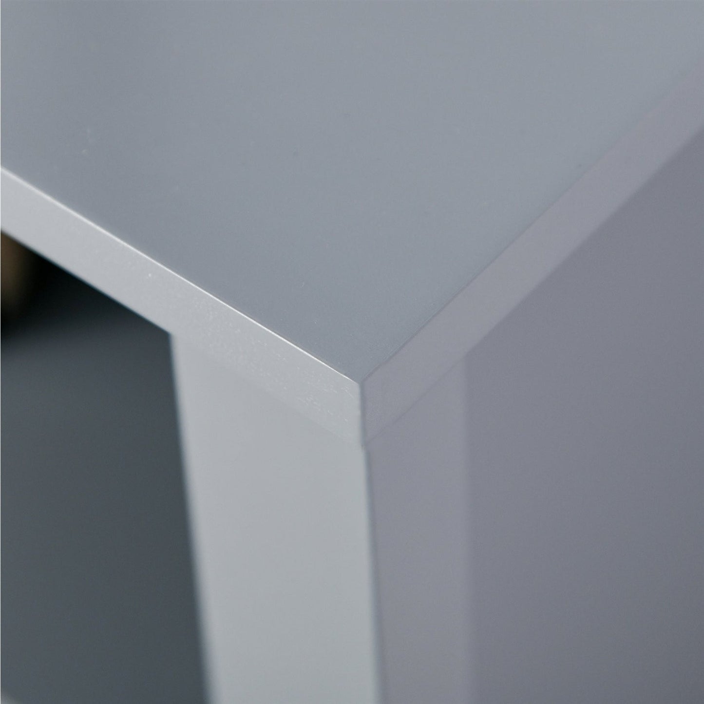Mueble de baño de suelo con estantes ocultos de 2 niveles, color gris
