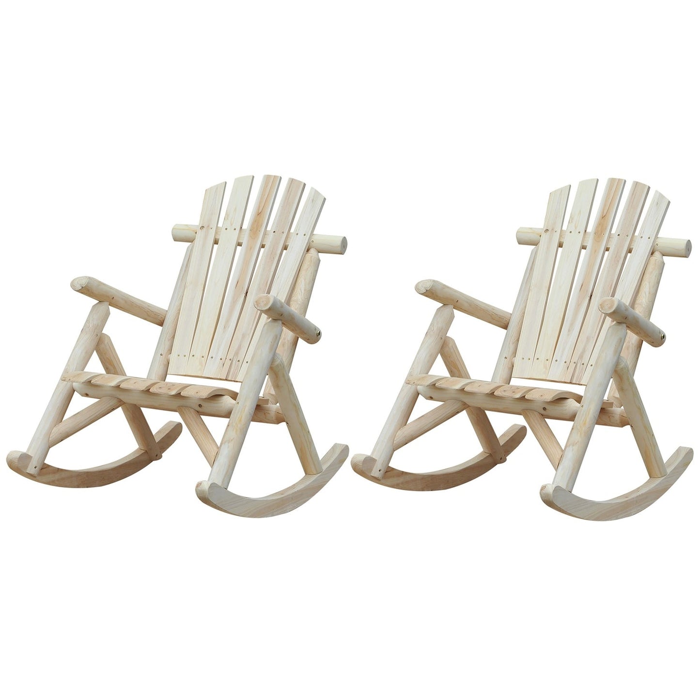 Sillón Adirondack Balancín Clásico de Madera de Abeto FarmHouse Natural - Juego de 2