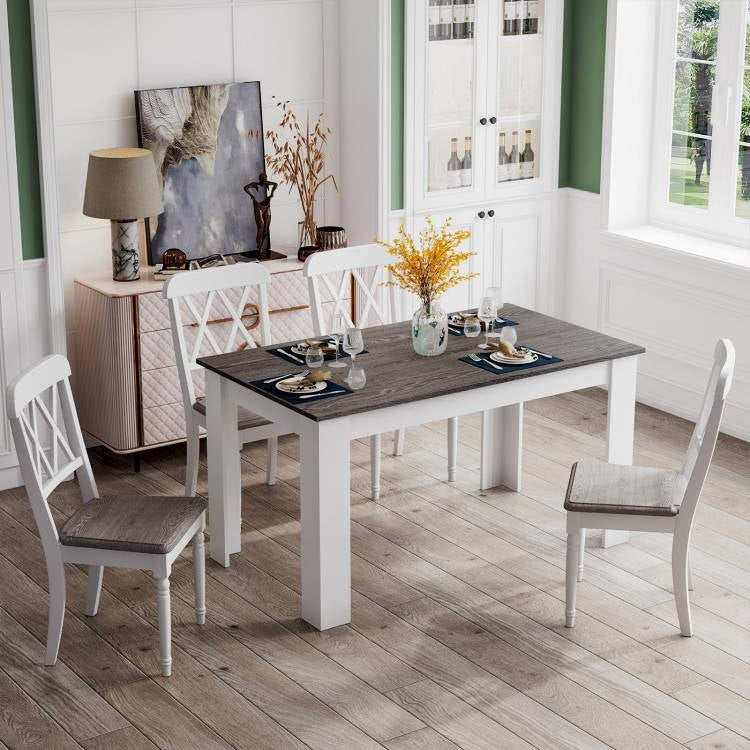 Mesa de cocina o escritorio de 47 pulgadas con tablero de madera gris oscuro y patas blancas