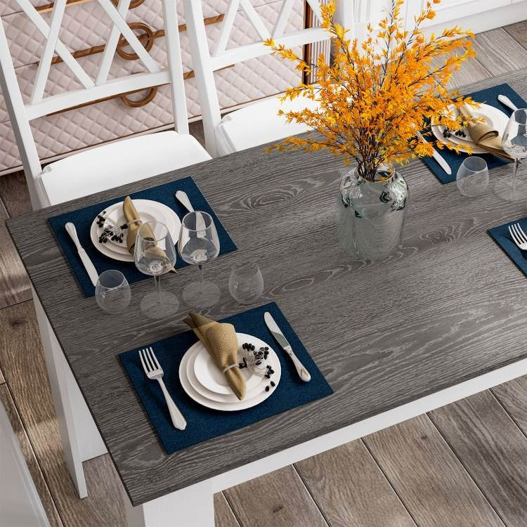Mesa de cocina o escritorio de 47 pulgadas con tablero de madera gris oscuro y patas blancas