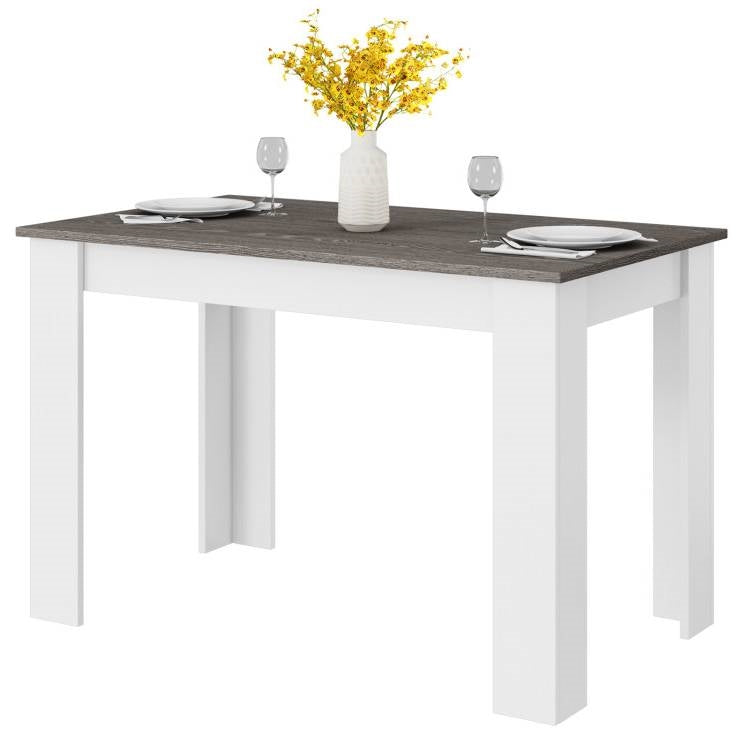 Mesa de cocina o escritorio de 47 pulgadas con tablero de madera gris oscuro y patas blancas