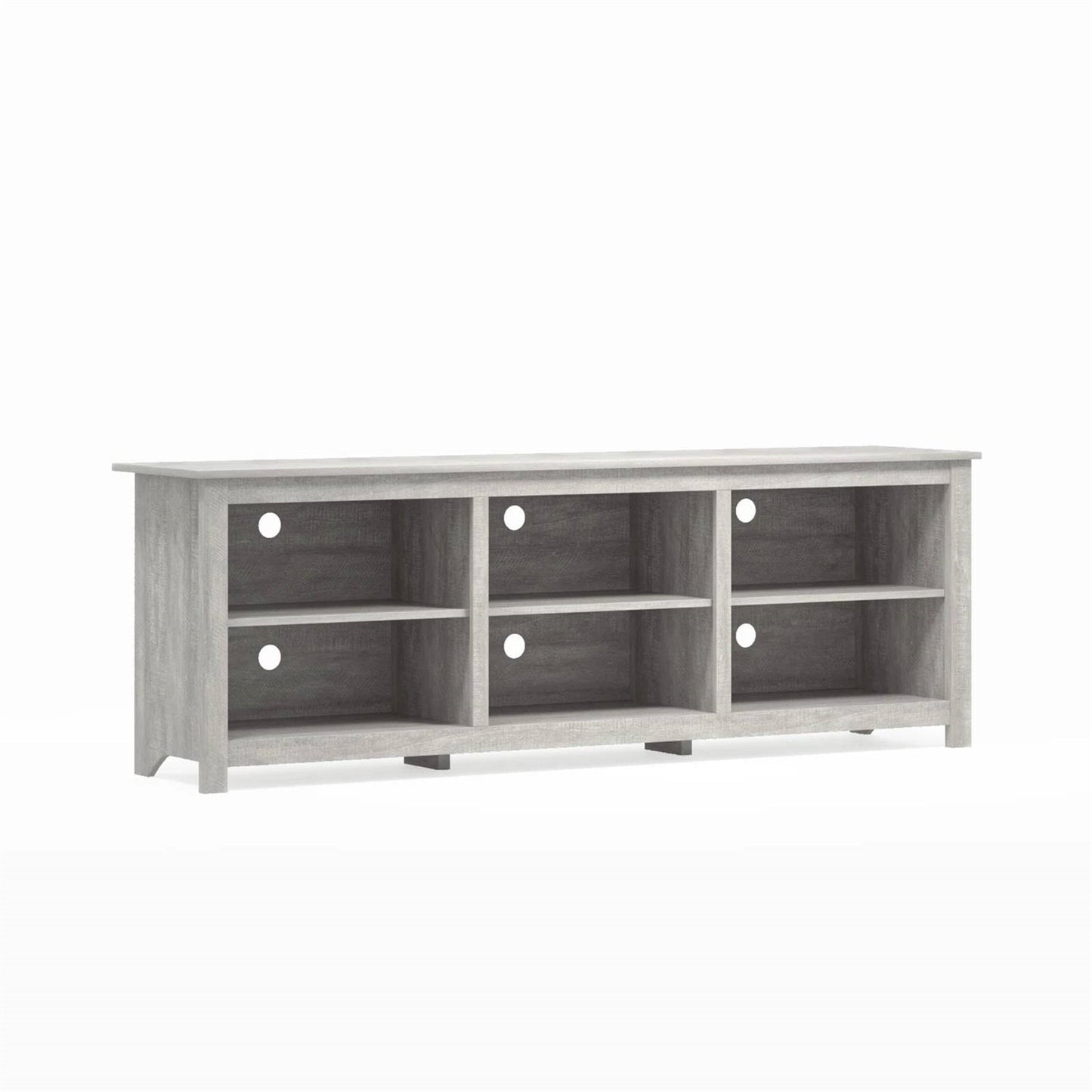 Mueble de TV estilo rústico en acabado de madera de roble gris claro - para televisores de hasta 70 pulgadas