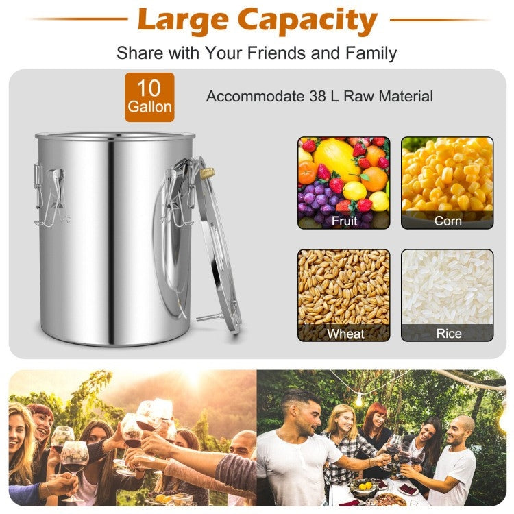 Kit de fermentación / destilación de alcohol de acero inoxidable de 10 galones