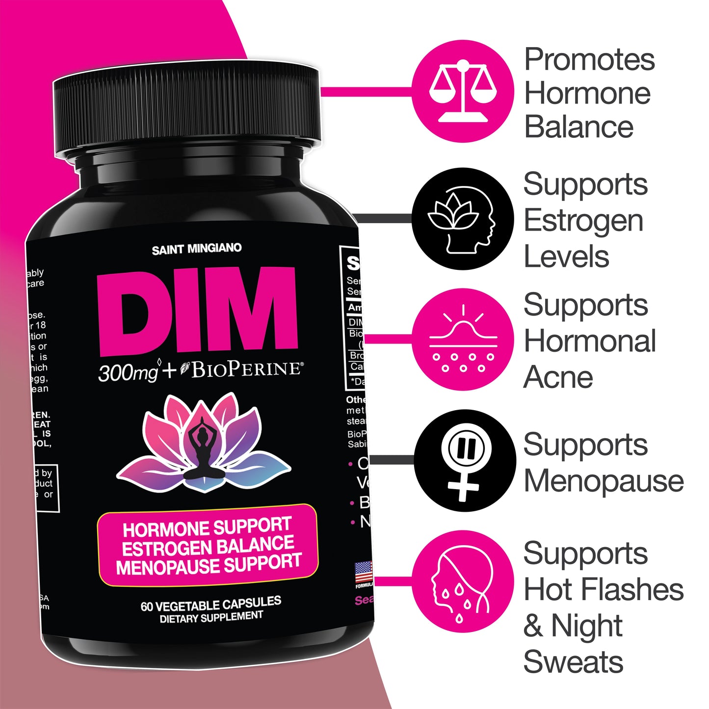 DIM Supplement 300 mg Supplements | Hormone Estrogen and Menopause Balance for Women