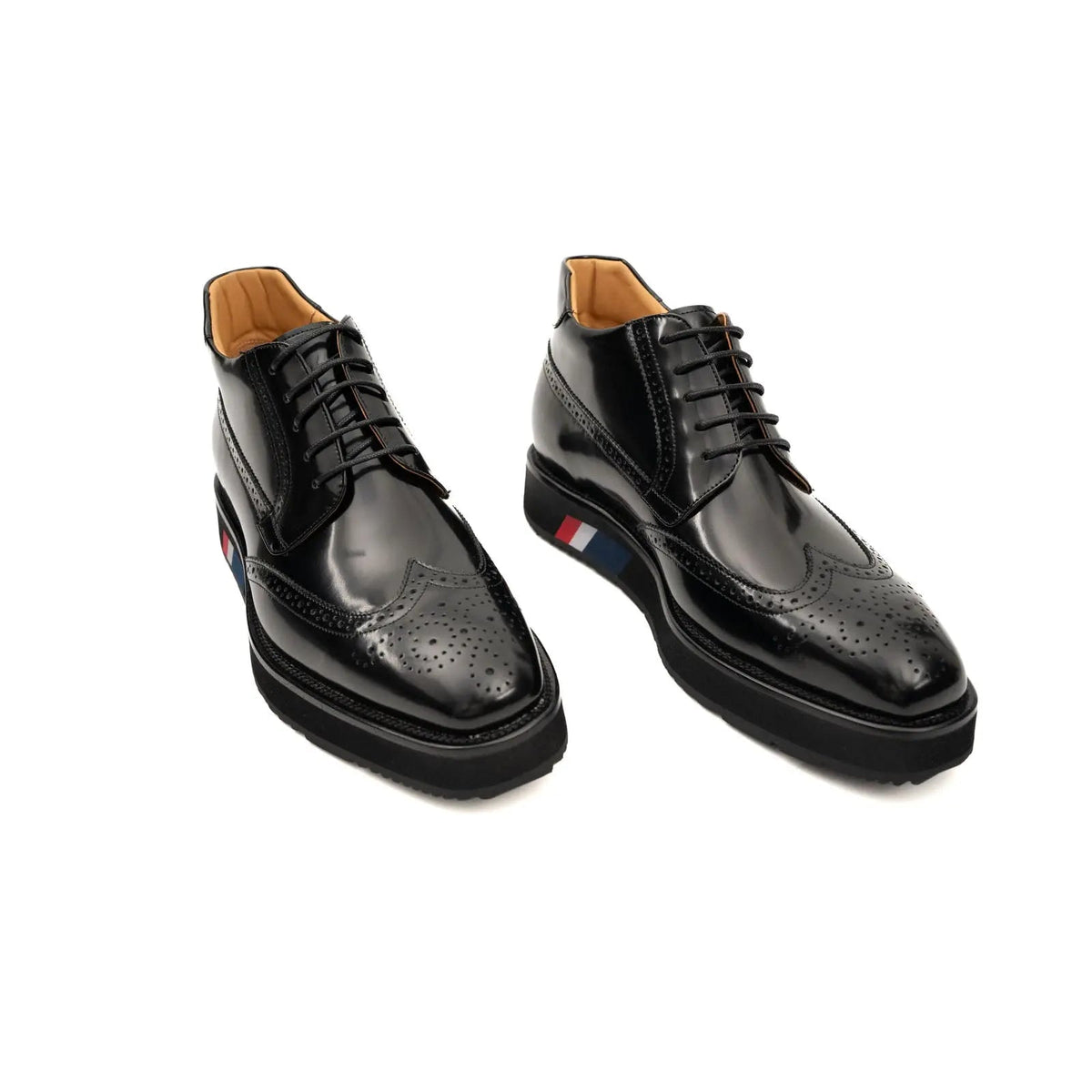 Black Platform Cow Leather Derby Shoes