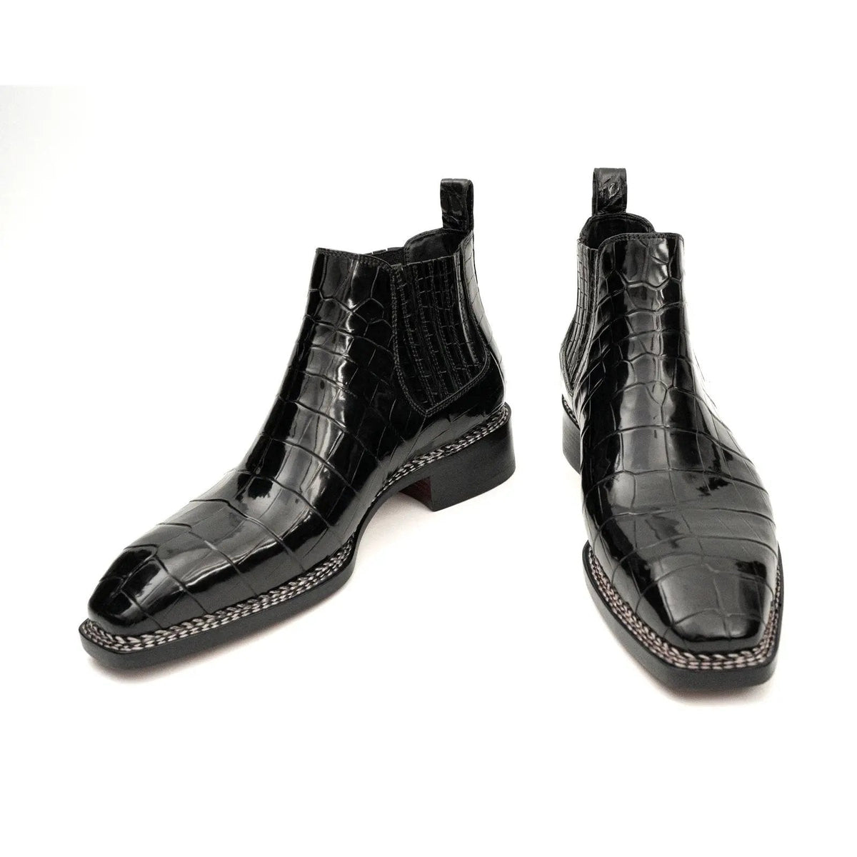 Black Crocodile Leather Chelsea Boots