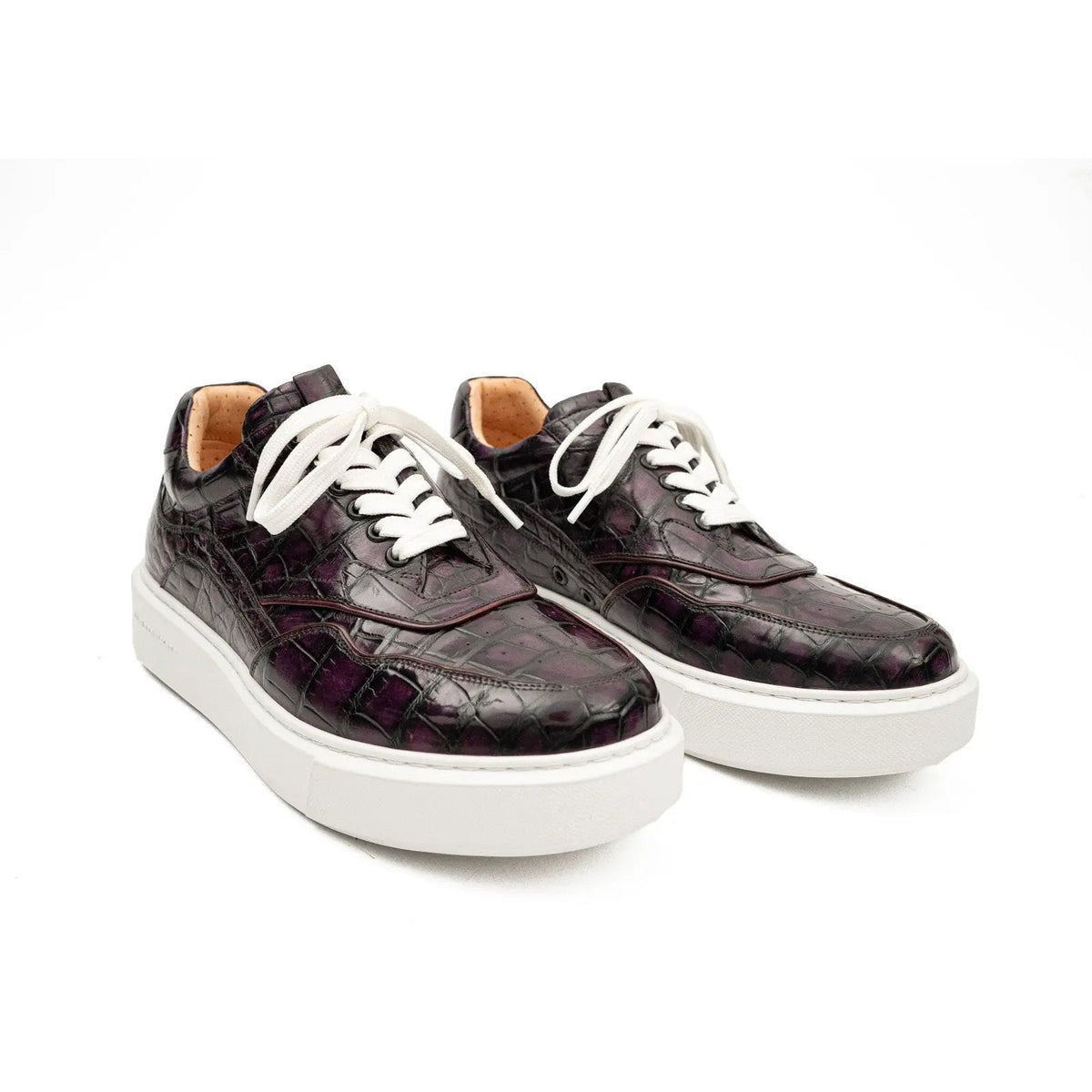 Purple Crocodile Leather Sneakers