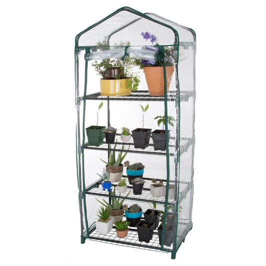 Invernadero duradero de 4 niveles para plantas con cubierta de PVC con cremallera