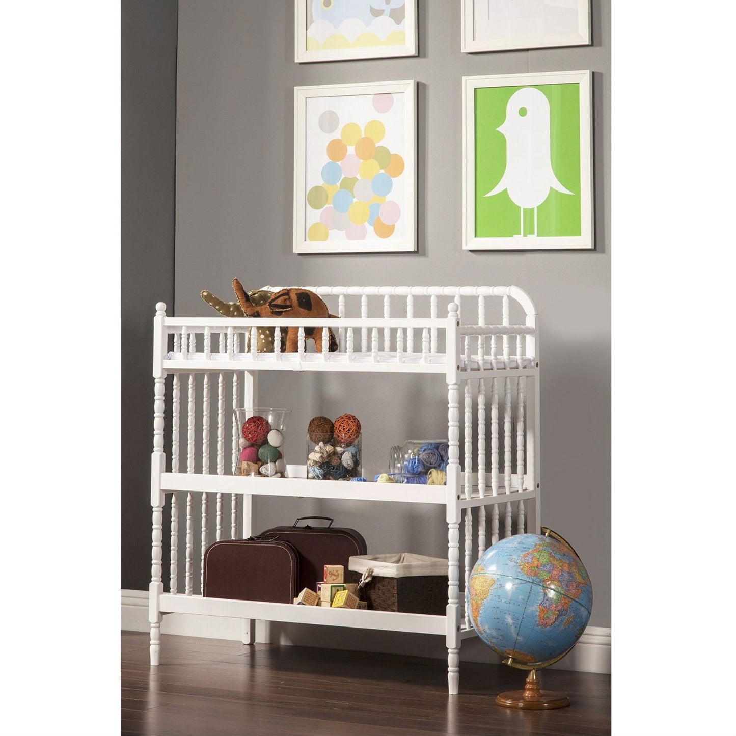 Cambiador de madera blanca con colchón impermeable de 2,54 cm