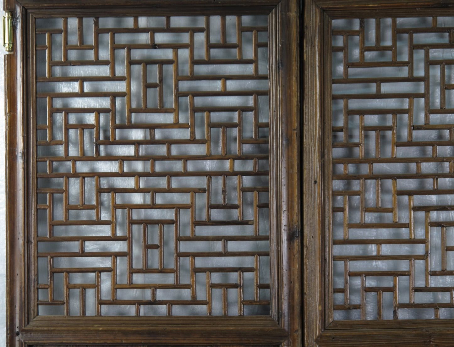 Z-Par de puertas chinas antiguas de celosía con el carácter de "Doble felicidad"