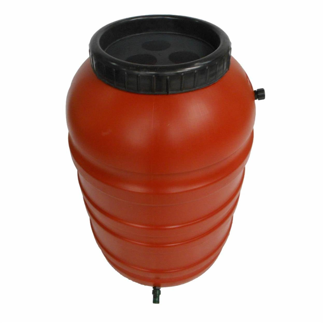 Barril de lluvia de 55 galones de plástico HDPE rojo terracota con grifo