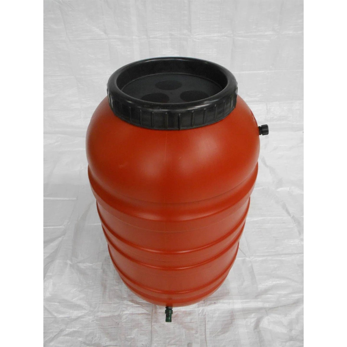 Barril de lluvia de 55 galones de plástico HDPE rojo terracota con grifo