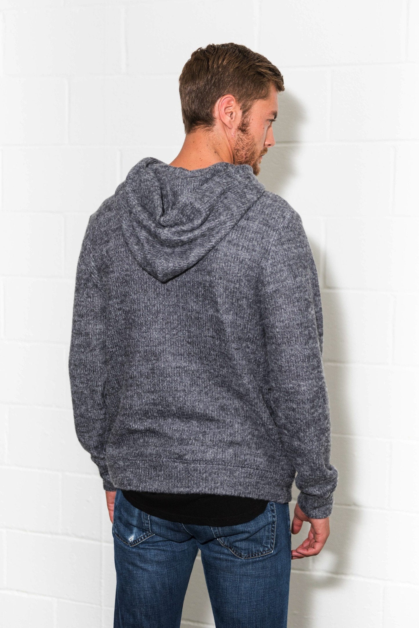 Sudadera con capucha de punto suave jaspeado para hombre