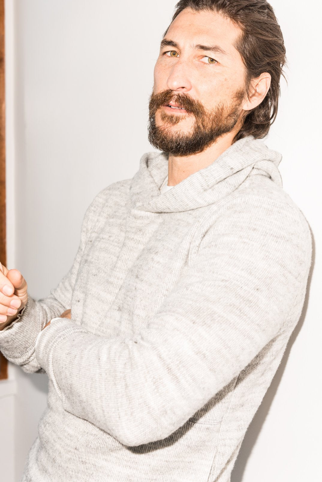 Sudadera con capucha de punto suave jaspeado para hombre