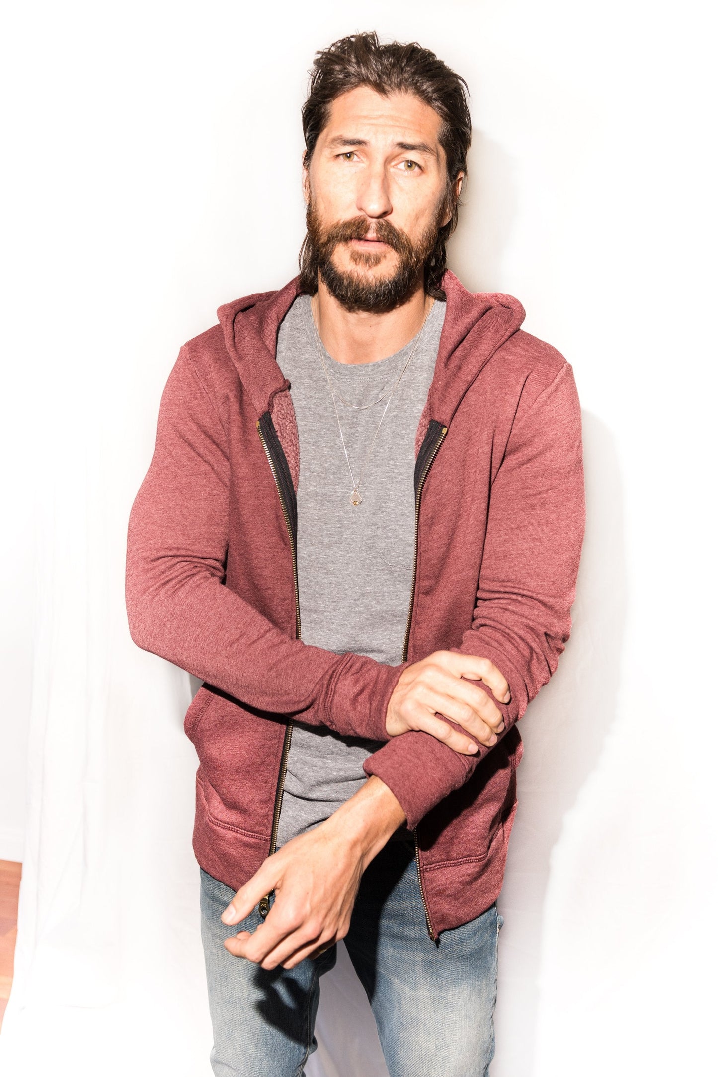 Sudadera con capucha y cremallera de felpa francesa para hombre