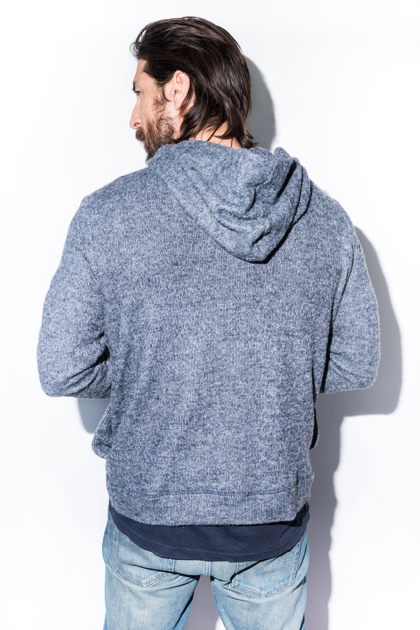 Sudadera con capucha de punto suave jaspeado para hombre