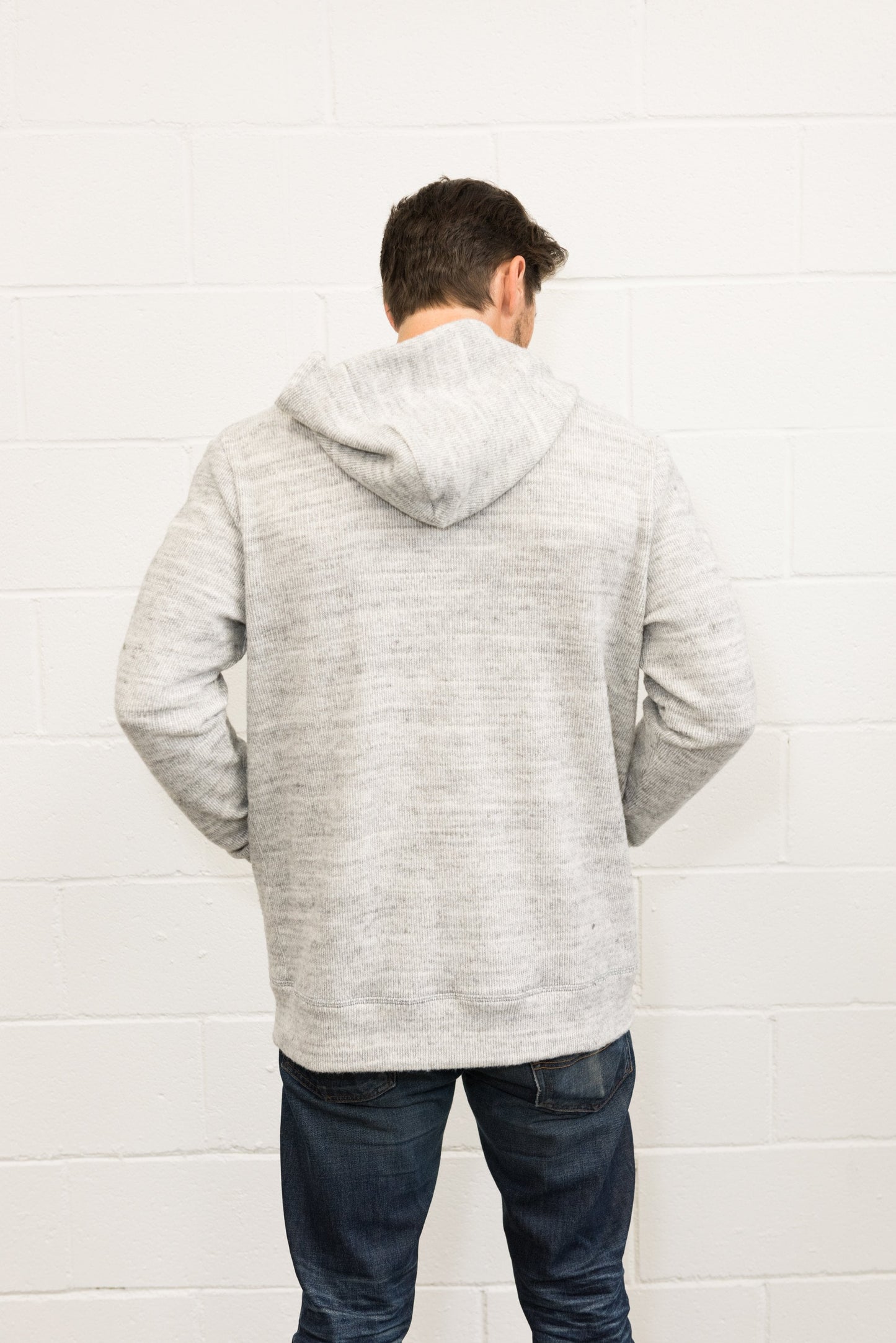 Sudadera con capucha de hombre de punto suave melange con cremallera frontal